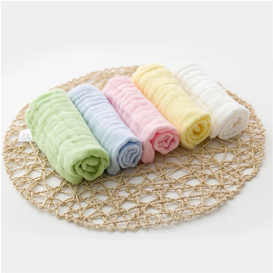 Soft Baby Bath Towel Cotton Newborn Washcloth Infant Solid 3/5 Pcs Care