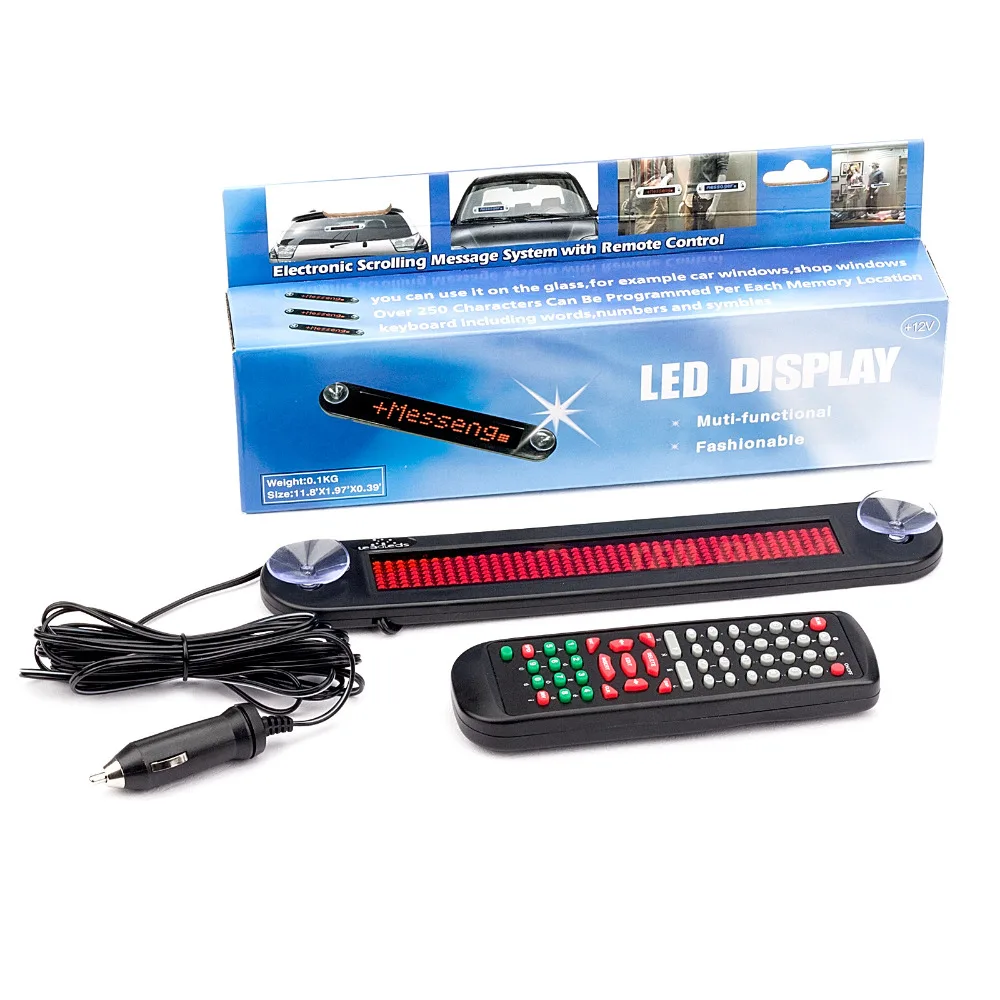 

12V Car Red LED Programmable Message Sign Scrolling Display Board with remote control car led display