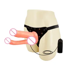 BAILE Sex Products For Lesbian Double Dong Harness Penis Dual Stimulation Vibrating Penis Strap-on Anal Dildo Vibrator Sex Toys