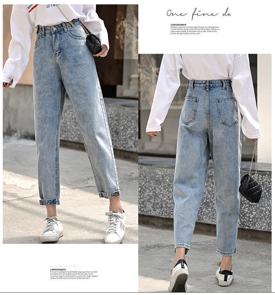 UGREVZ 2019 Новые Модные Джинсовые классические широкие брюки джинсы Для женщин до середины икры Длина брюки плюс Размеры Дамы Boyfriend Femme