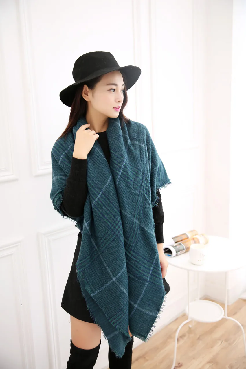 New Winter Women s scarves font b tartan b font scarf shawl green shawl wrapped acrylic
