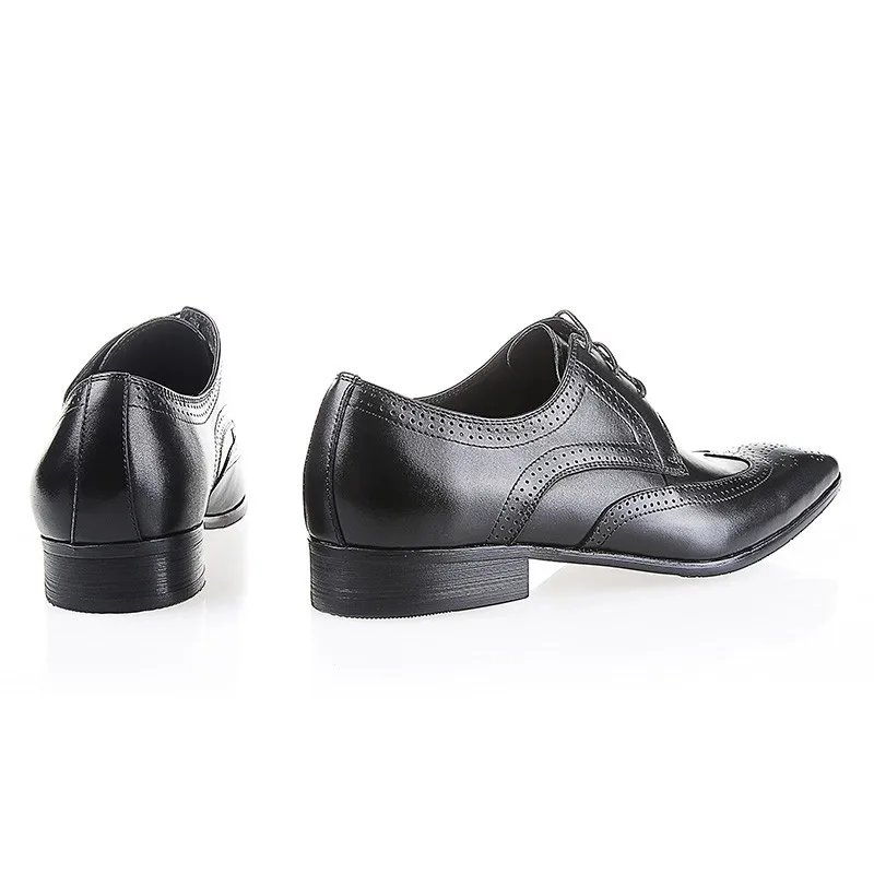 Большой Размеры EUR45 черный/коричневый загар/коричневый острый носок оксфорды Мужская модельная обувь деловые туфли из натуральной кожи