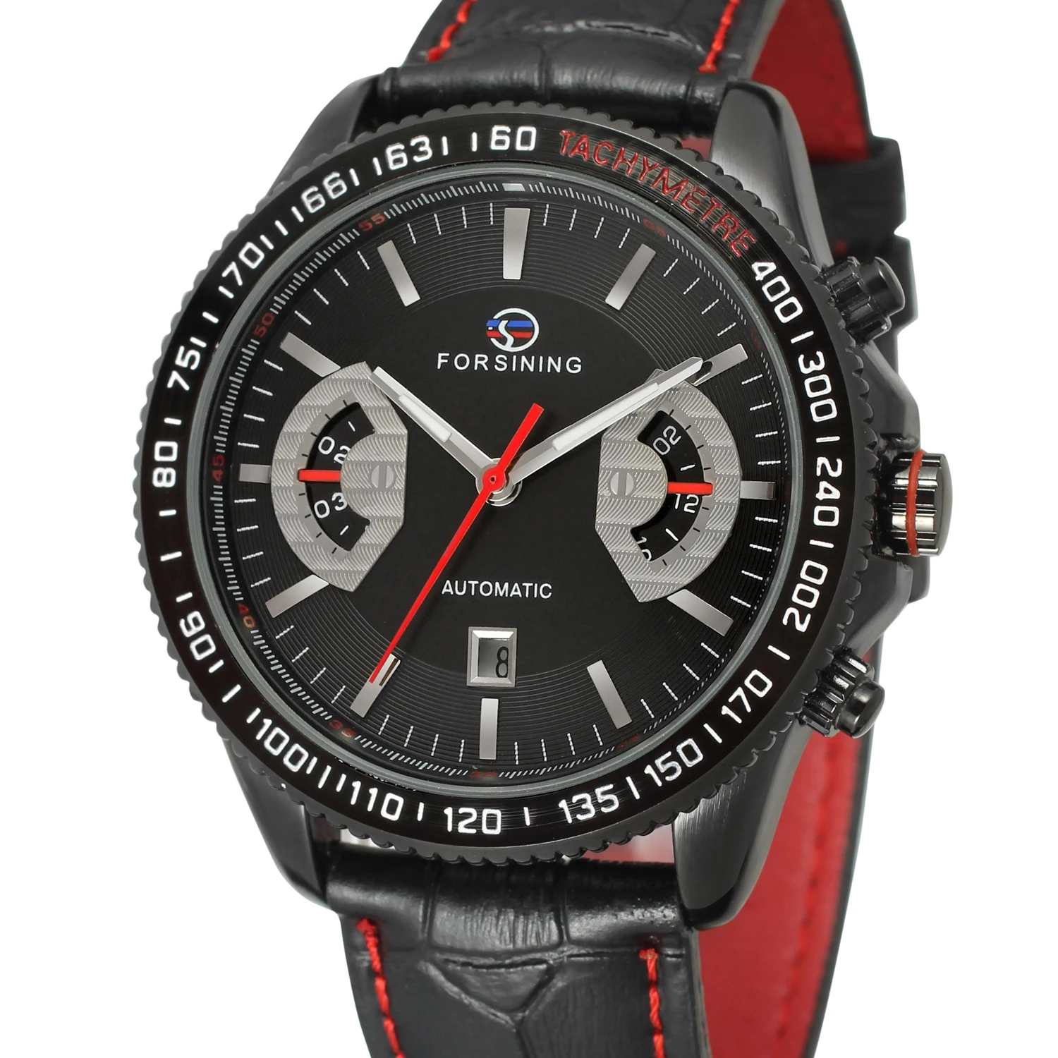

Fashion Forsining Top Brand Man Auto Mechanical Watch Casual Leather Band Sub Dial Date Display Tachometer Luxury Clock For Girl