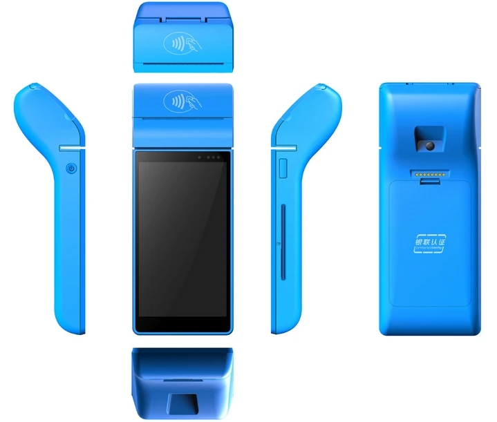اللاسلكية المحمولة ماكينة نقاط بيع بنظام أندرويد مع طابعة مع nfc البطاقة الذكية لتحديد التردد اللاسلكي قارئ الباركود ماسحة