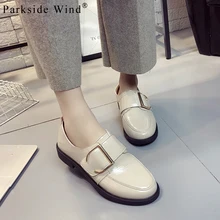 Parkside Wind/весенние женские туфли на плоской подошве из искусственной кожи с круглым носком; Лоферы без застежки; модные туфли на плоской платформе с металлическим украшением; XWA2289-45