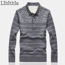 Мужские Шерсть Свитеры для женщин Полосатый Slim Fit отложной воротник хорошее качество осенняя одежда blusa masculina Sueter большой Размеры m-8xl K398