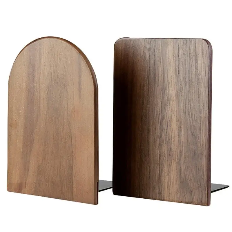 Bookends 2pcs Large Size Solid Black Walnut Storage Bookcase Book Holder Book Stand For Students Office Work School Office Supplies Skilful Manufacture