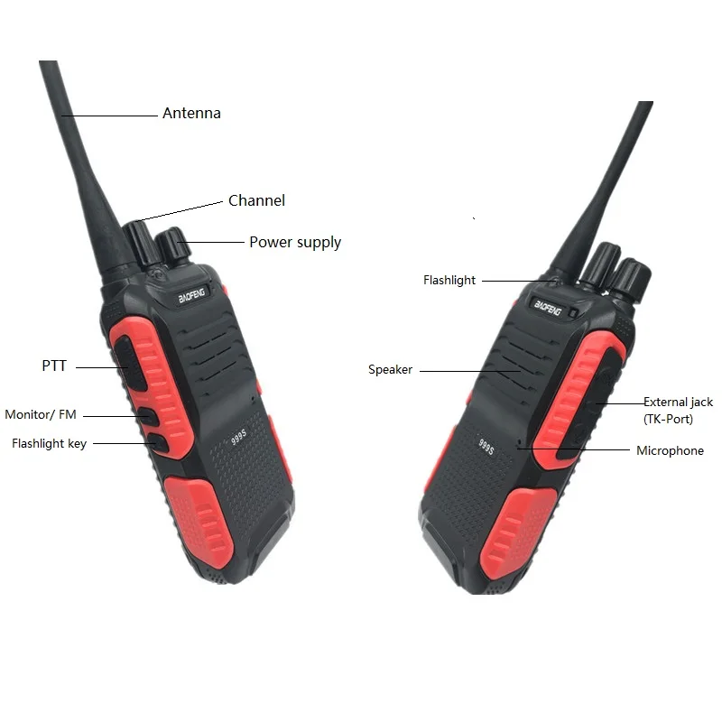 2 шт BAOFENG BF-999S PLUS портативная рация UHF 400-470MHz с длительным временем ожидания CB радиостанция PTT portofoon обновленная BF-888S