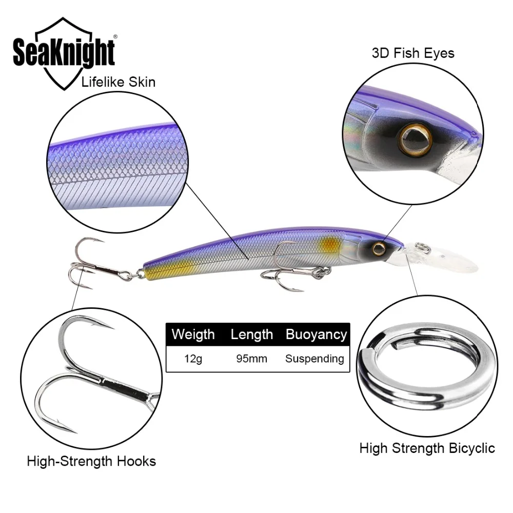 SeaKnight SK014 подвесной гольян 12 г 95 мм 0 1 8 м приманка для рыбной ловли жесткие