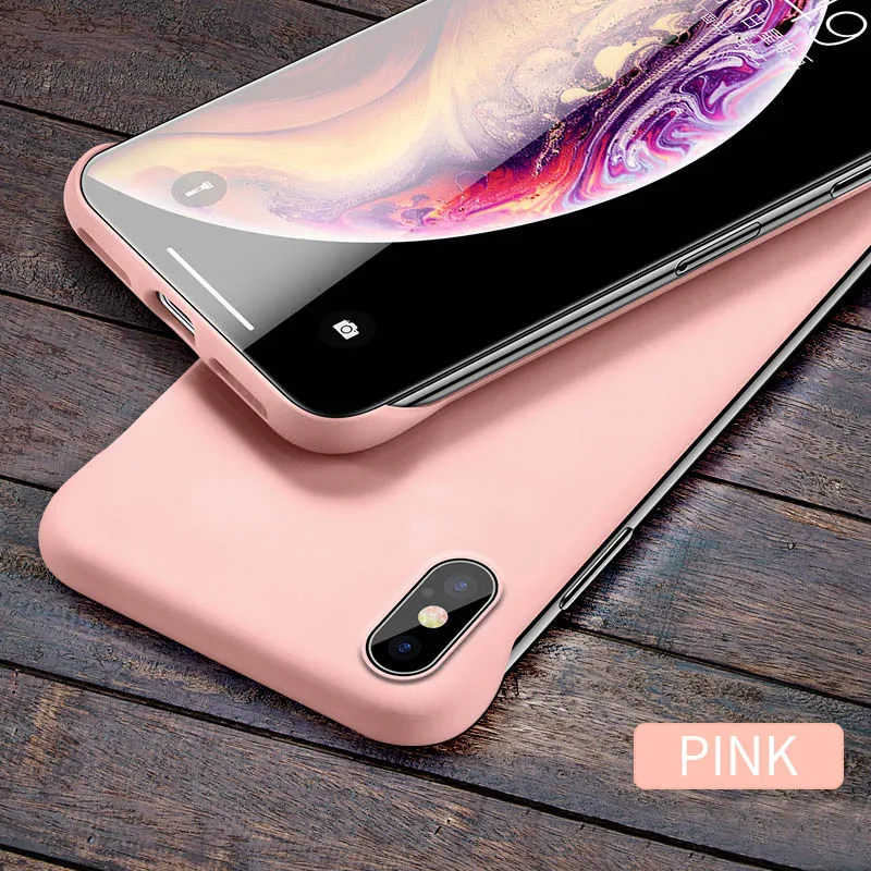 Slim Scrub Hard PC Frameless Phone Case For iphone6 6S 7 8 Plus XR X XS Max 11 Solid Candy Matte Thin Back Cover Borderless Capa - Цвет: Pink