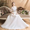 wedding dresses organza a-line simple wedding dress sexy floor-length sashes bridal dresses with half lace wedding gown ► Photo 3/6