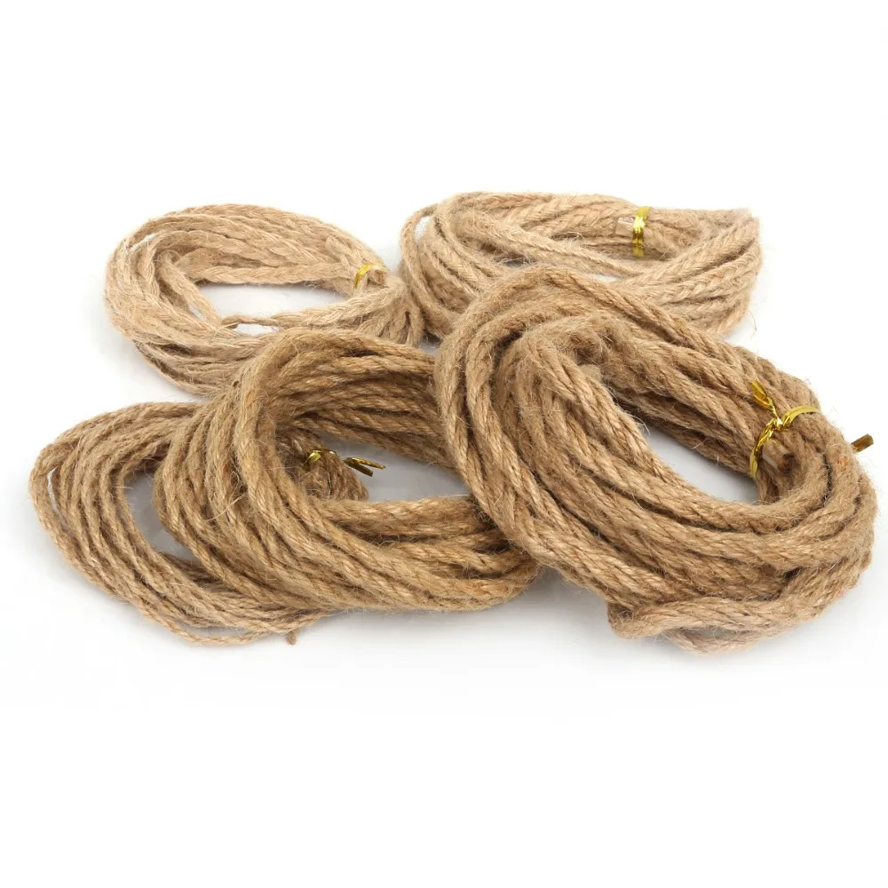 5M/lot 2/4/6mm Natural Burlap Hessian Jute Twine Cord Hemp Rope For Vintage Rustic Wedding Decoration Event Party Supplies