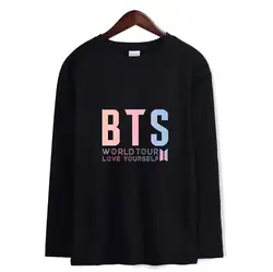 2018 BTS Kpop Fans длинная футболка World Tour с длинным рукавом корейский LOVE YOURSELF Bangtan Boy забавная Футболка женская/мужская футболка женская