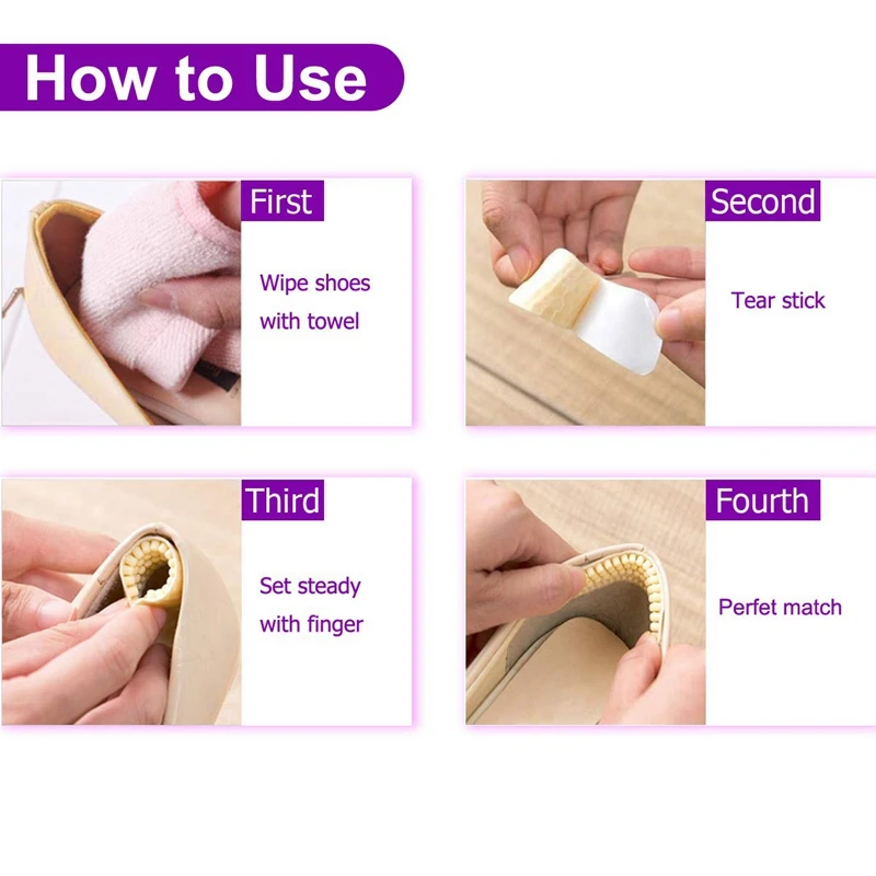 1Pair Massage Silicone Inserts Soft Sticky Silica Gel Fabric Shoe Pads Liner Grips Back Heel Inserts Insoles