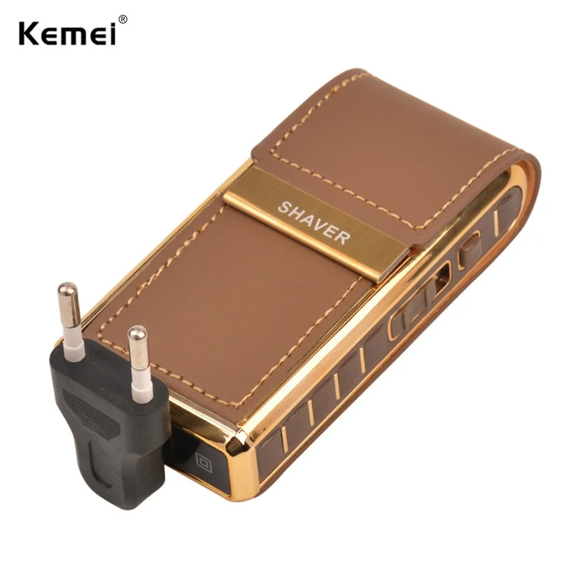 

2 In 1 Men's Reciprocating Razor Rechargeable Electric Beard Shaver Sideburns Trimmer Vintage Leather Cordless Travel 220V 28
