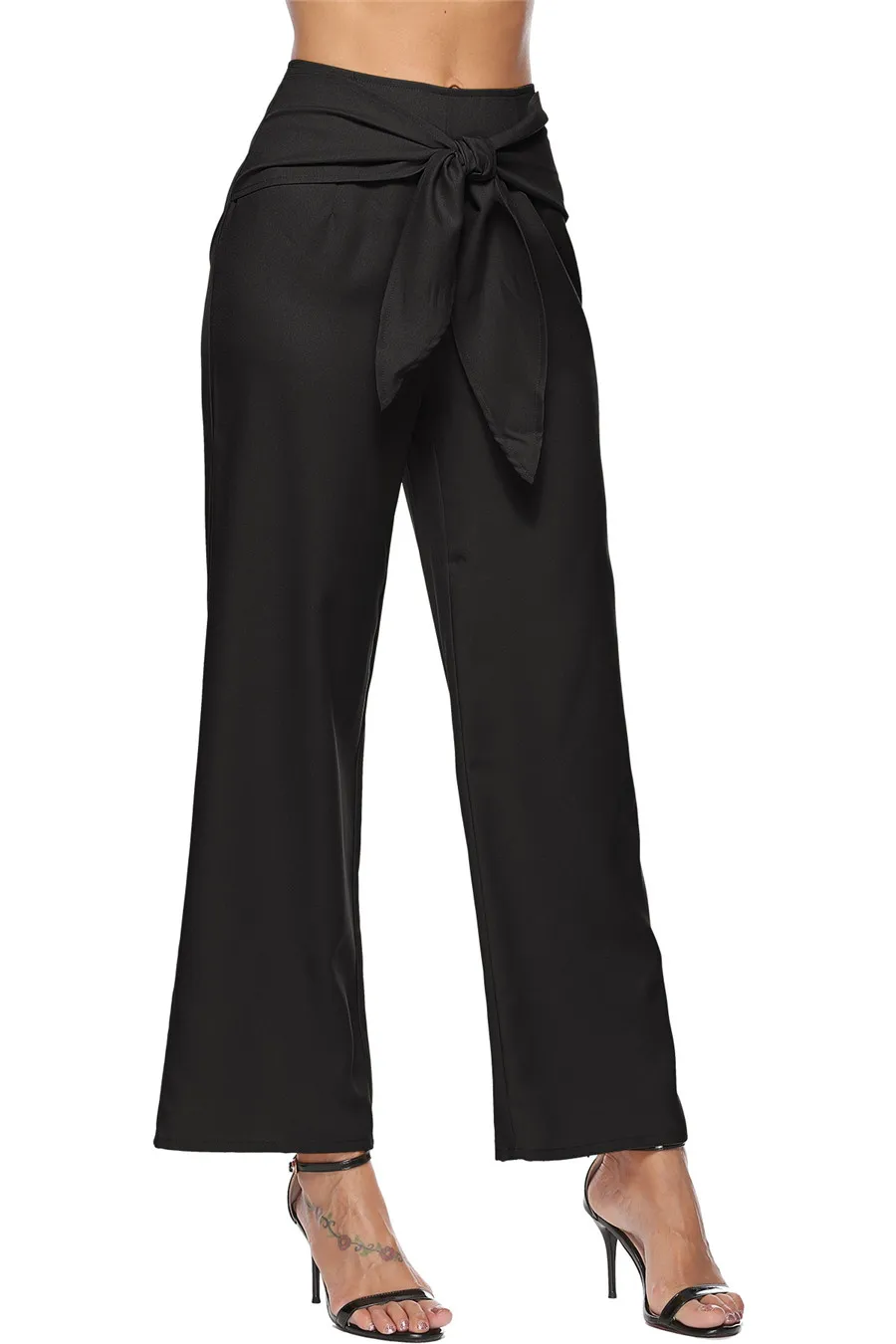 Gladiolus Fashion Streetwear 2019 Pants Women Lace Up Mid Waist Solid Color Wide Leg Long Pants Casual Spring Trousers Women (16)