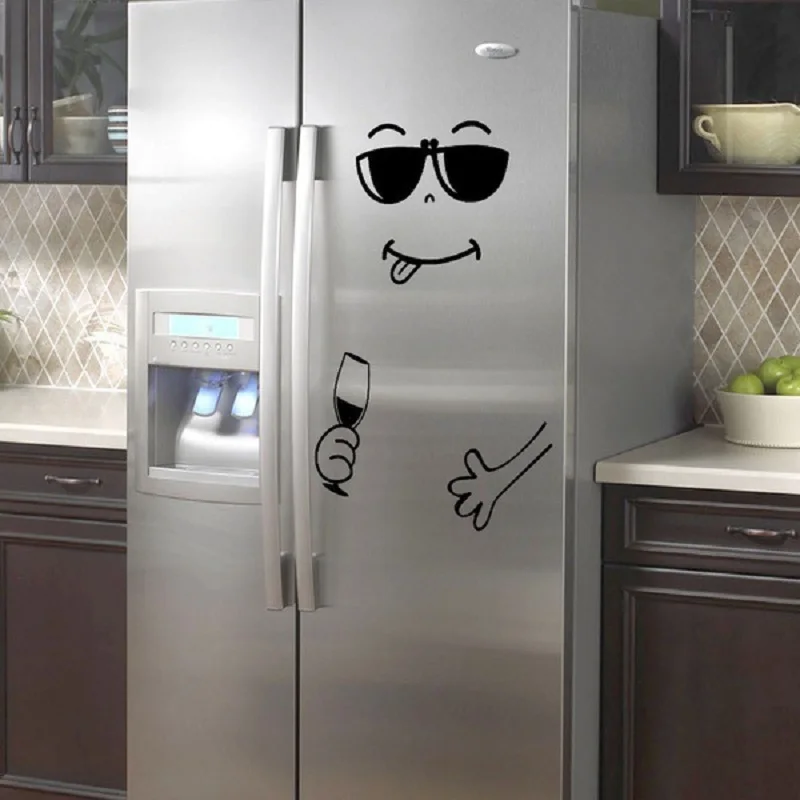 4 стиля улыбающееся лицо ПВХ стикер на стену счастливое вкусное лицо холодильник DIY стикер s Yummy для пищевой мебели украшения художественный плакат