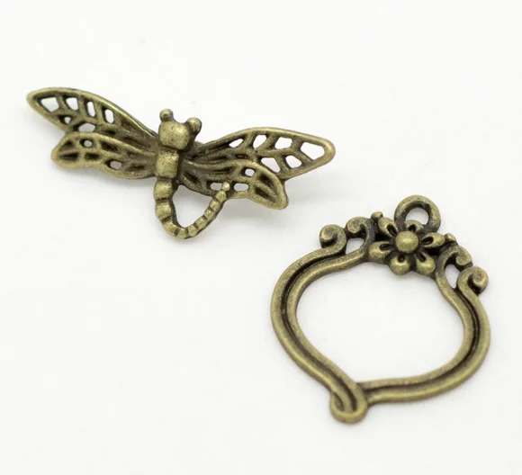 DoreenBeads Zinc metal alloy Toggle Clasps Dragonfly Antique Bronze 29mm x11mm(1 1/8 x 3/8) 22mm x19mm( 7/8 x 6/8), 2 Sets doreenbeads iron based alloy silver gray number 0 8 rectangle punch metal stamping tools 7 7cm x4 7cm 3 x1 7 8 1 set