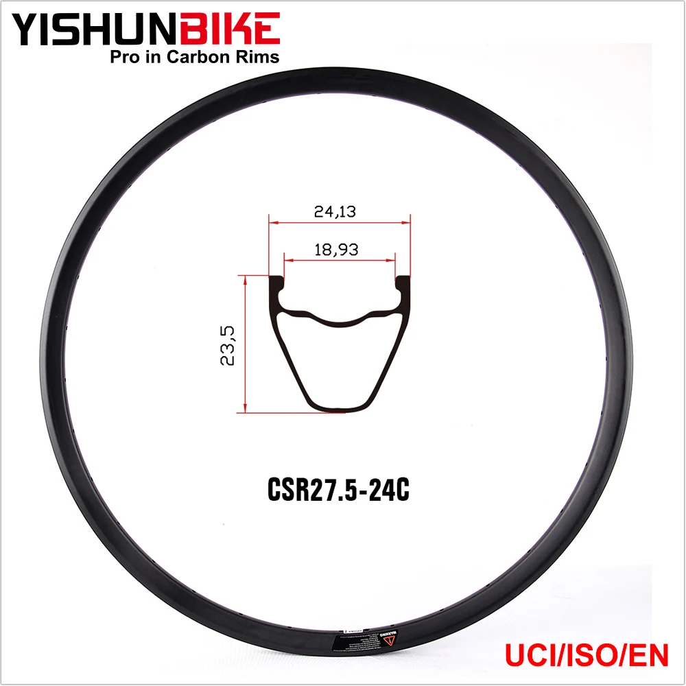 Yishunbike 27.5er Tubeless Mountain Bike Carbon MTB Bicycle Rims For XC