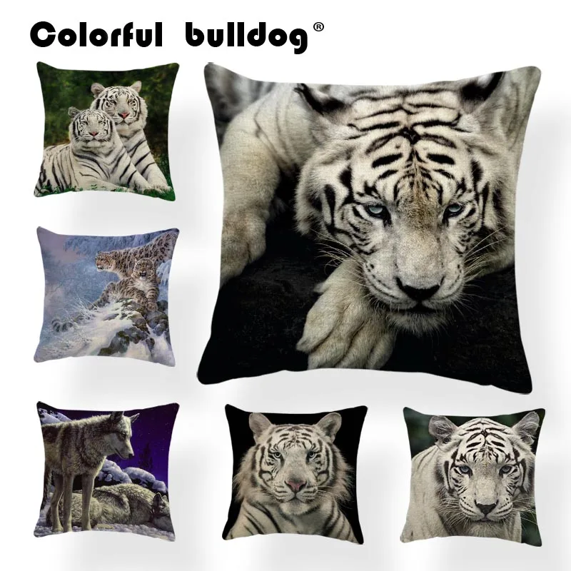 Tiger Cushion Cover Chinese Ink Painting Pillow Cover Decorative Throw Pillow Covers