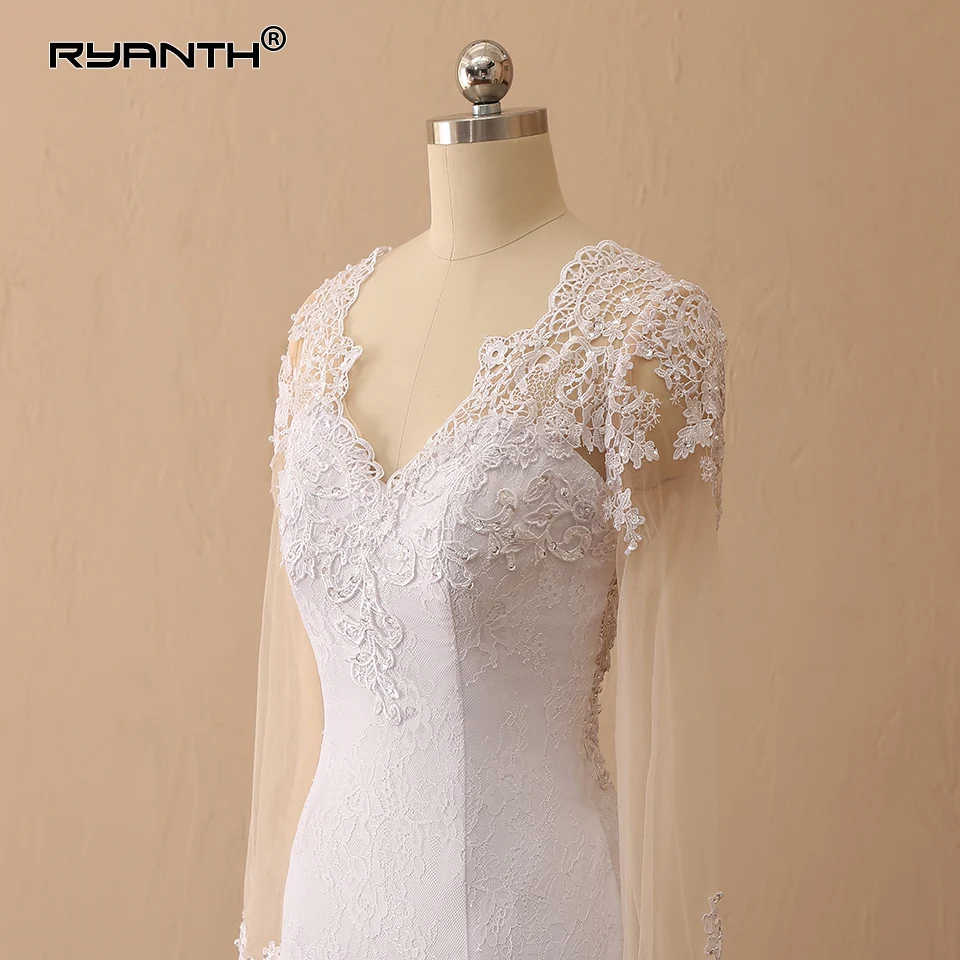 Vestido de noiva Trouwjurk Новое поступление чистая Иллюзия с длинными рукавами Кружева Русалка недорогое свадебное платье халат de Mariee