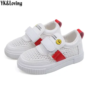 

Smiley 2019 spring and summer children's sports shoes boys white single net breathable shoes girls casual shoes