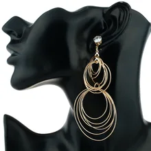 HOMOD 2019New Big Circle Geometric shape Smooth Large Ring Fashion Women Gold Silver Hyperbole Ear ring Metal Chic chic feather shape cuff ring for women
