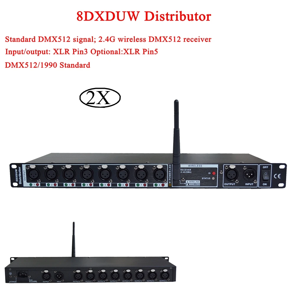 2Pcs/Lot LED Stage Light Signal Amplifier Splitter 8 Way DMX