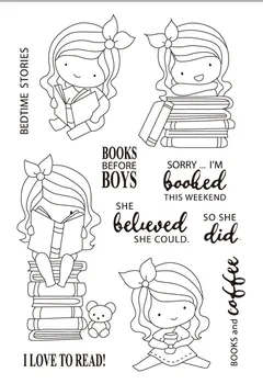 

11x16 Girl reading a book Transparent Clear Silicone Stamp Seal for DIY scrapbooking photo album Decorative clear stamp