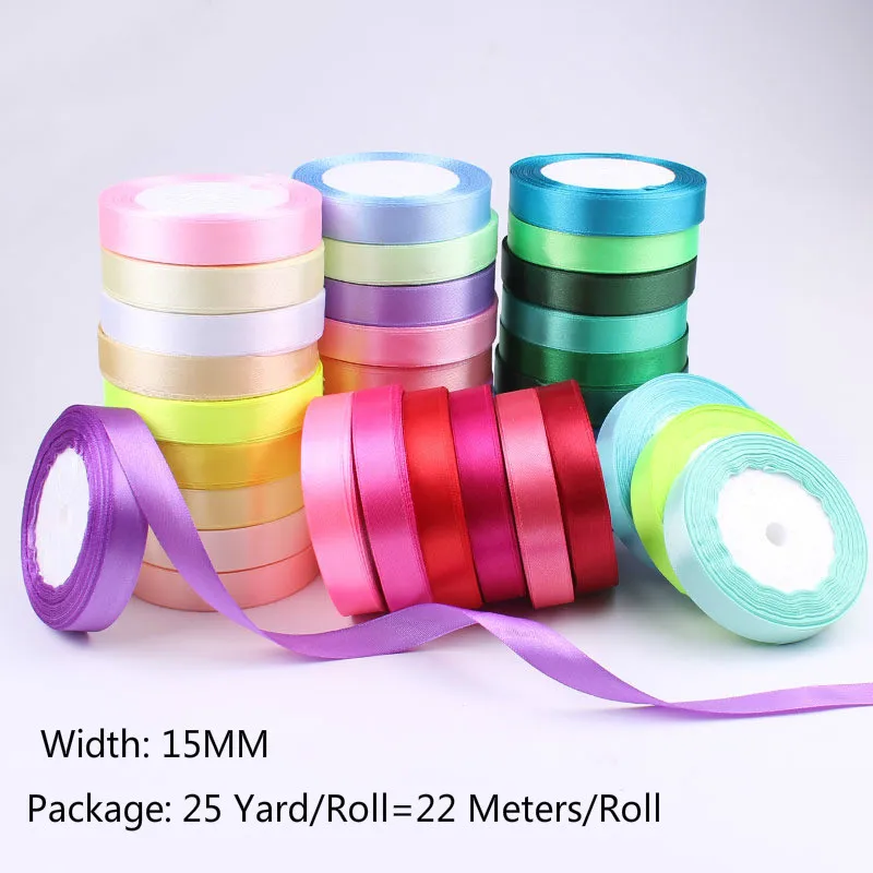 

22 Meters/lot 15mm Width Handmade DIY Material Silk Satin Ribbon for Arts Crafts Sewing Christmas Wedding Party Decor Gift Wrap