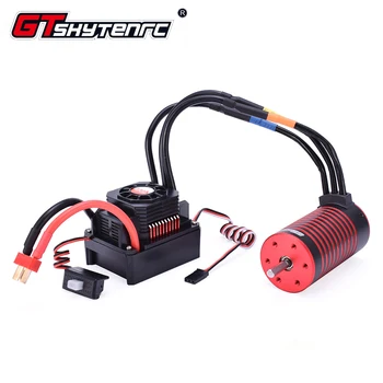 

GTSKYTENRC Waterproof Set 3670 2050KV/2650KV Brushless Motor w/Heat Sink 120A Brushless ESC for 1/10 1/8 RC Car