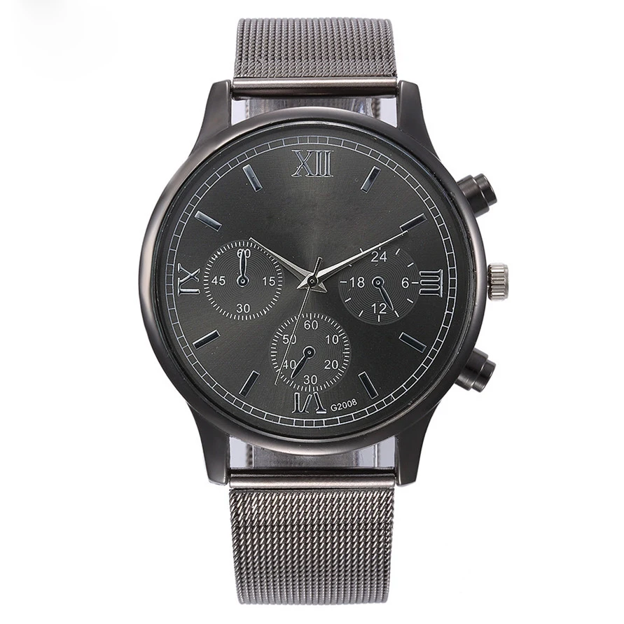 

Migeer Big Dial Roman Numeral Mesh Stainless Steel Quartz Wrist Watch For Men 2017 Drop Shipping MI58
