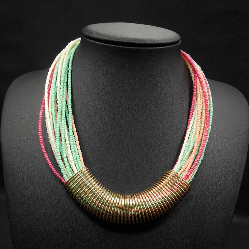 2018 Bijoux модное национальное ожерелье для женщин пробки многоцветные бусы