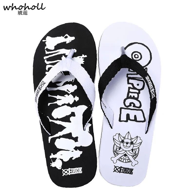 

WHOHOLL Fashion Men Slippers One-piece Cartoon Print Flip-flops Summer Beach Outdoor Slippers Shoes Sandals Slides Men
