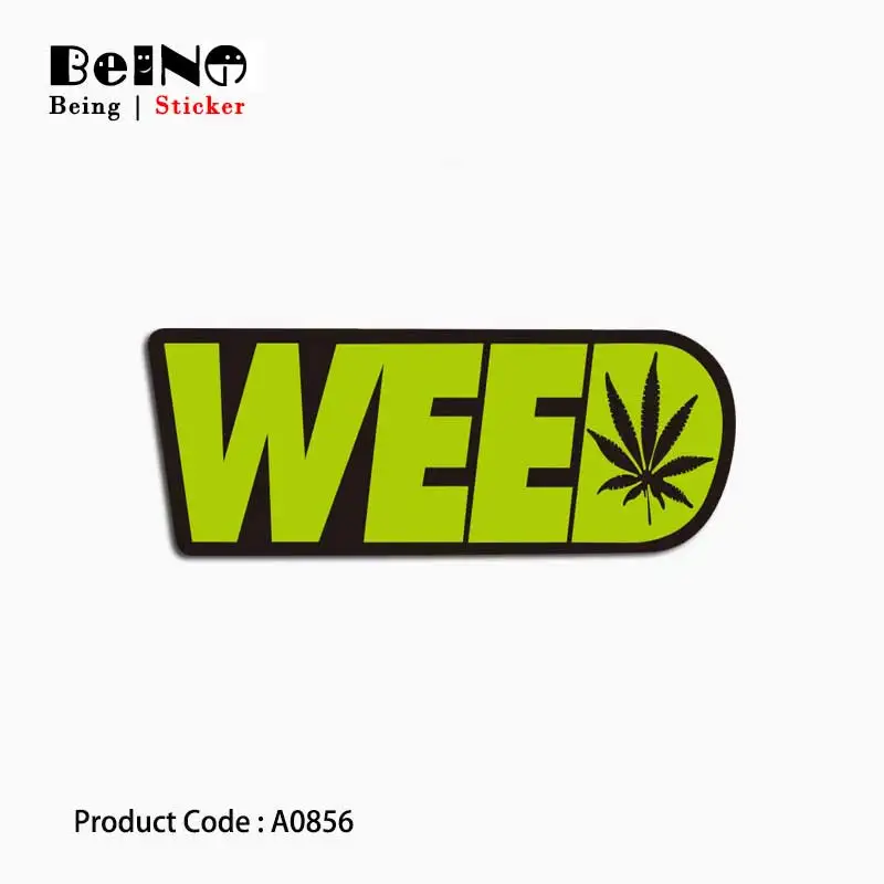 

Weed Letter Green Leaf Sticker Environment Logo Waterproof Suitcase Laptop Guitar Luggage Skateboard Toy Lovely A0856 Stickers