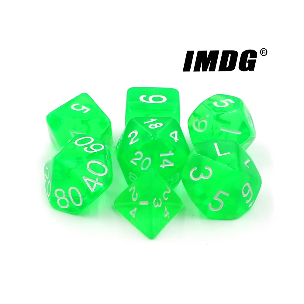 IMDG 7 шт./компл. Творческий RPG игра в кости многогранник акриловые кости DND прозрачный Цвет цифровой игра в кости с сумкой в комплекте