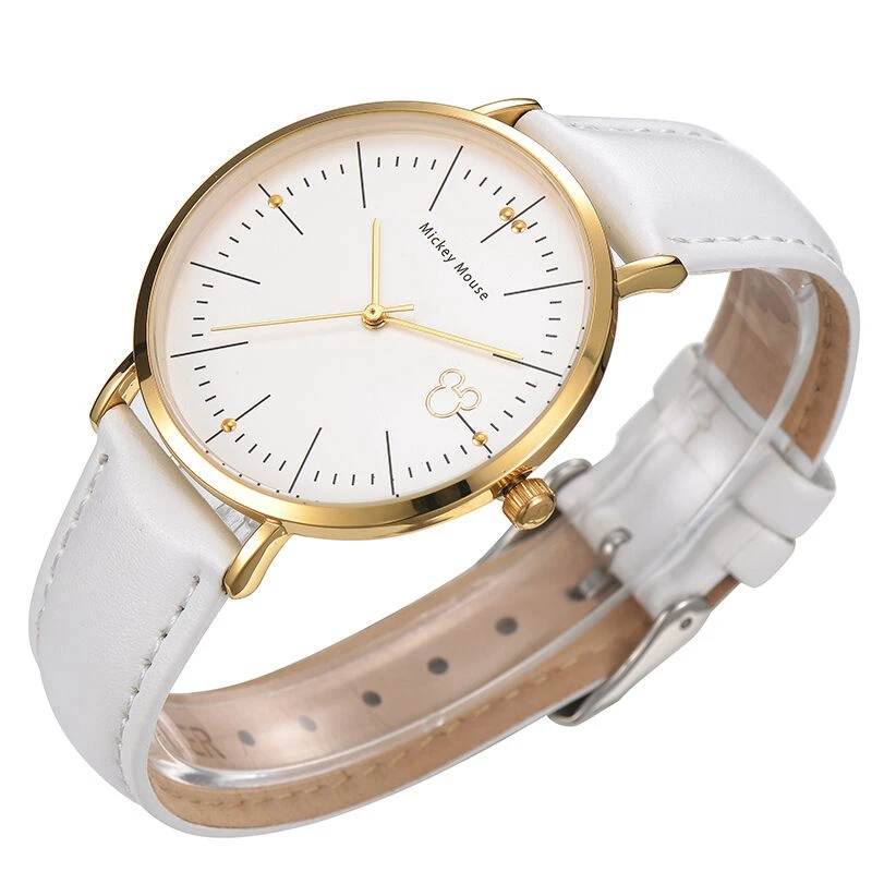 Disney Clock Authentic Mickey Mouse Cutie Women Simple Ultrathin Original Leather Girl Boy Favorite Student Love Quality Watches