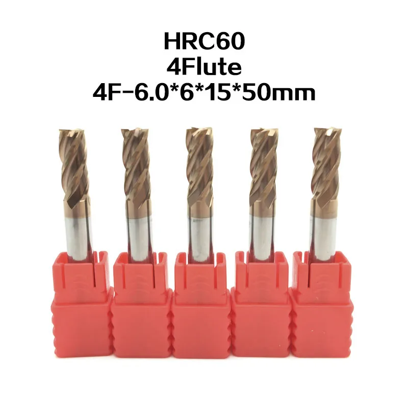 Buy 5PCS 4f 6.0*6*15*50mm HRC60 Milling Cutter