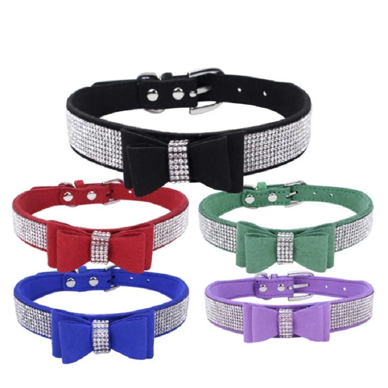 Бренд Rhinestone Bowknot ошейники для домашних животных с украшением в виде кристаллов