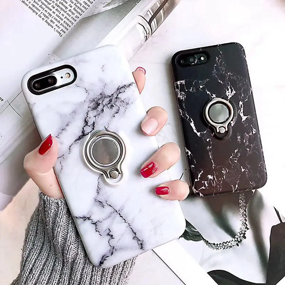 KISSCASE Fashion Car Holder Ring Case For iPhone 7 X XS Max XR Marble Sotf TPU Phone Cases 6 6s 8 Plus Back Covers |