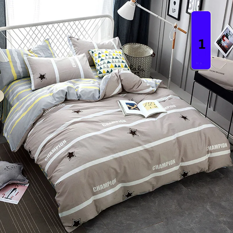 Nordic Style Simple Print Sheet Pillowcase and Duvet Cover Sets 100