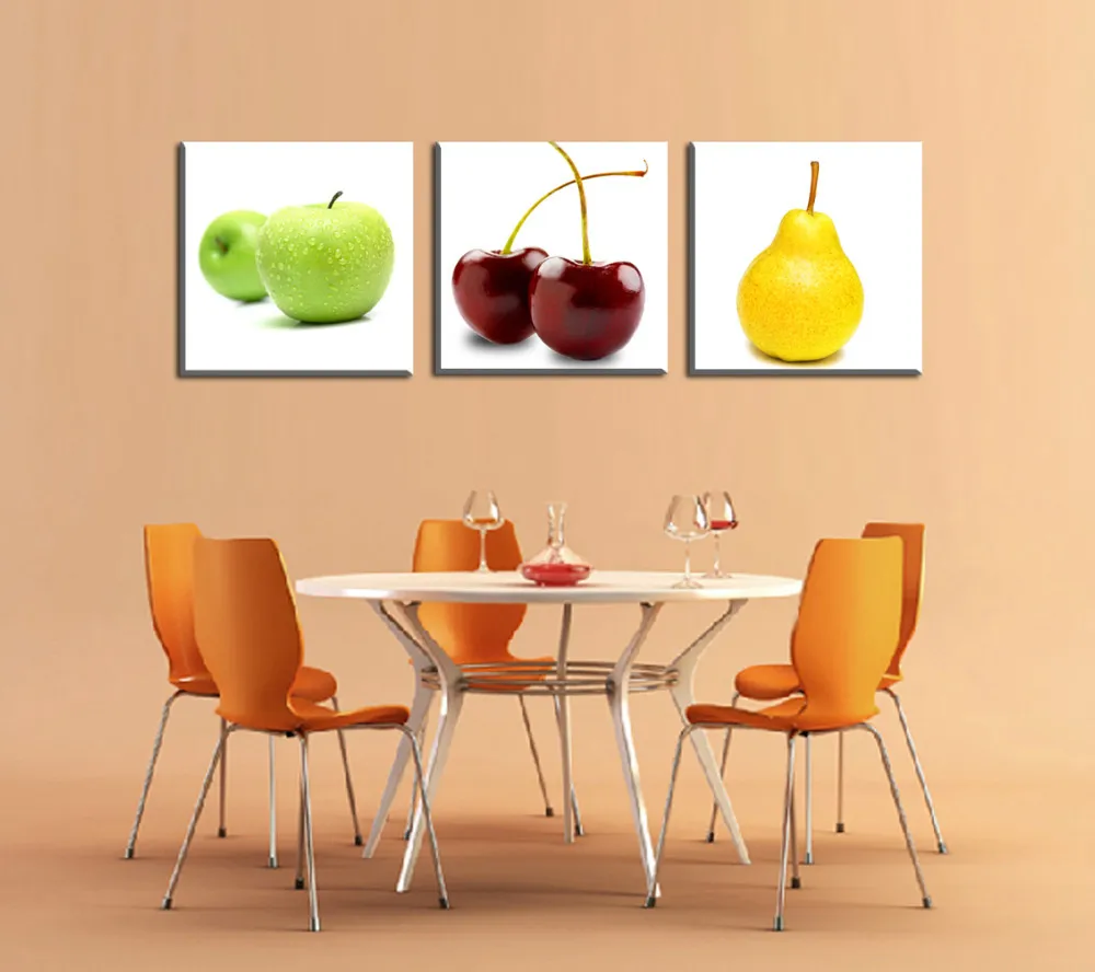 3 Panels Apples and Pears Wall Art Canvas Pictures For Living Room Top
