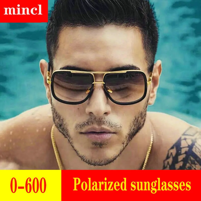 

Diopter Finished Myopia Polarized Sunglasses Unisex fashion Polarized Mirror Lens sunglasses Classic Square men's driving FML