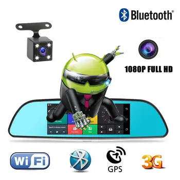 

Car DVR GPS 7" 1080P WIFI Dashcam Touch Screen Monitor Rear View Mirror DVR Camera Android Dual Lens Digital Video Recorder