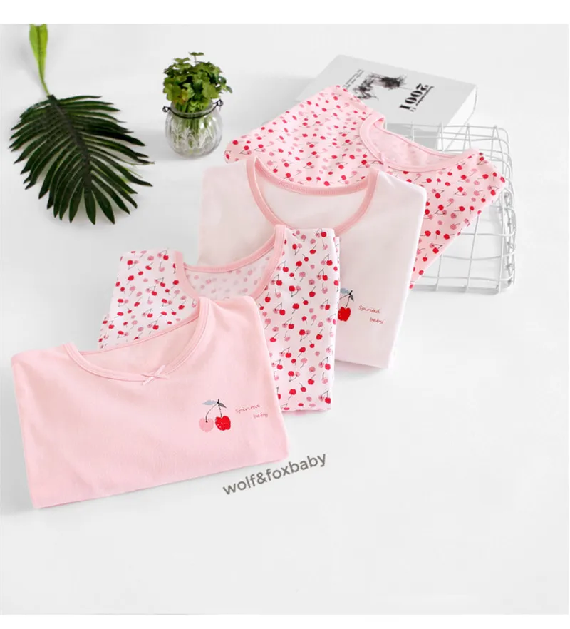 Розничная, домашняя одежда из хлопка с длинными рукавами для детей от 3 до 14 лет ночная рубашка, Пижама для маленьких девочек осенне-весенняя одежда с принтом вишни