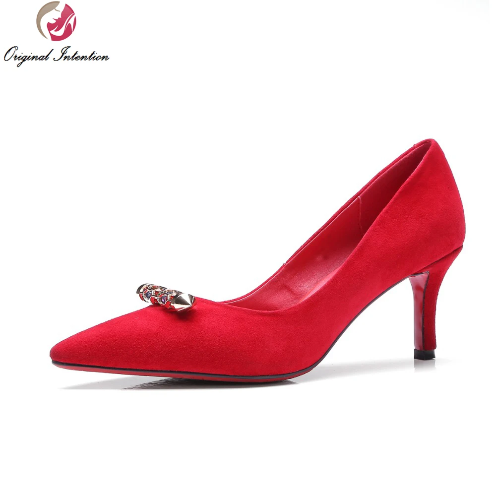 

Super Elegant Women Pumps 2017 Fashion Pointed Toe Thin Heels Pumps Beautiful Black Red Shoes Woman Plus US Size 4-10.5