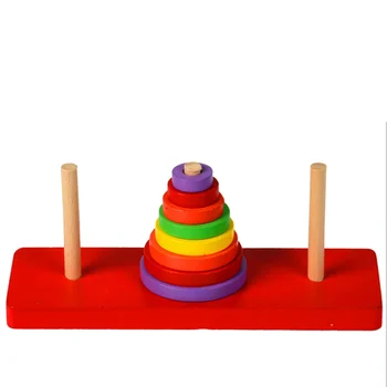 

8 Layers Baby Cartoon Wooden Rainbow Ring Tower Stacking Blocks Matching Stack Up Blocks Early Learning Educational Toy