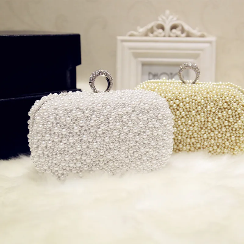 Белый жемчуг клатч Винтаж бисером вечерняя сумочка; BS010 элегантные свадебные Для женщин клатч вечерние женские цепи сумка
