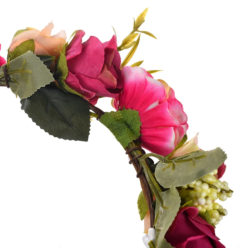 Для женщин ободок цветы Корона Свадебные Цветочная повязка на голову венок Свадебный ободок романтическая Роза Пион аксессуары для волос невесты Wianet