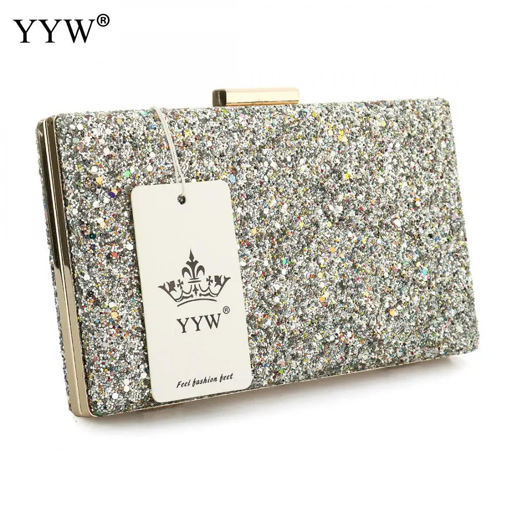  YYW Silver glitter clutch Evening Party Clutch Bag fashion Women Luxury purse Bags black pochettes  - 32846059023